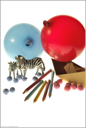 bleu, blanc, rouge, ballons, zebres, crayons, ducruet